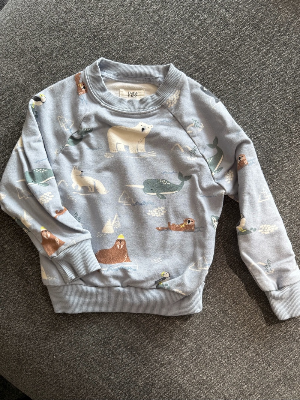 EUC Little Sleepies play arctic animals pullover sweatshirt 18-24m bamboo